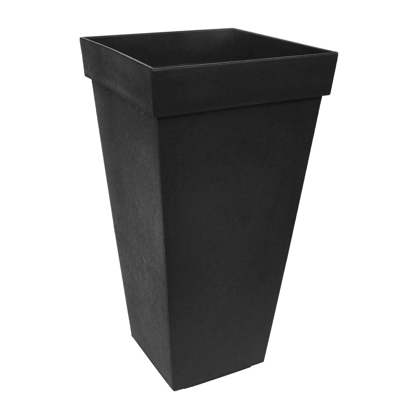 Tierra Verde Self Watering Symphony Square Planter, 15" Wide x 28" Tall, Black