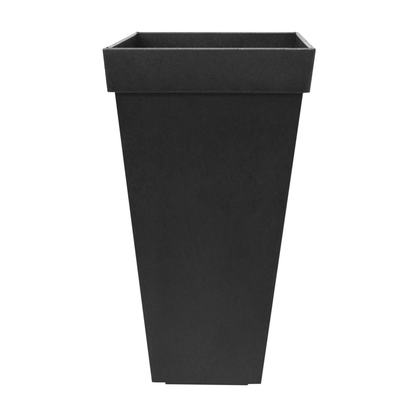 Tierra Verde Self Watering Symphony Square Planter, 15" Wide x 28" Tall, Black