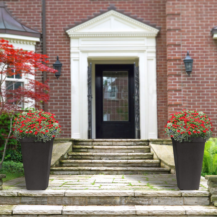 Tierra Verde 2 Pack Indoor Outdoor Self Watering Planter, Symphony, 15"W x 28"H