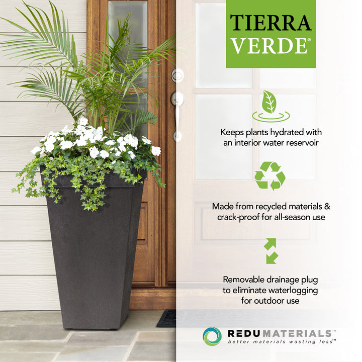 Tierra Verde 2pk Self Watering Planter, Symphony, 15"W x 28"H (Used)