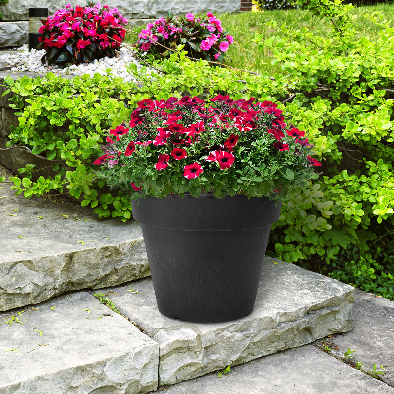 Tierra Verde Baritone Round Planter, Indoor/Outdoor Self Watering Pot, 18" x 16"