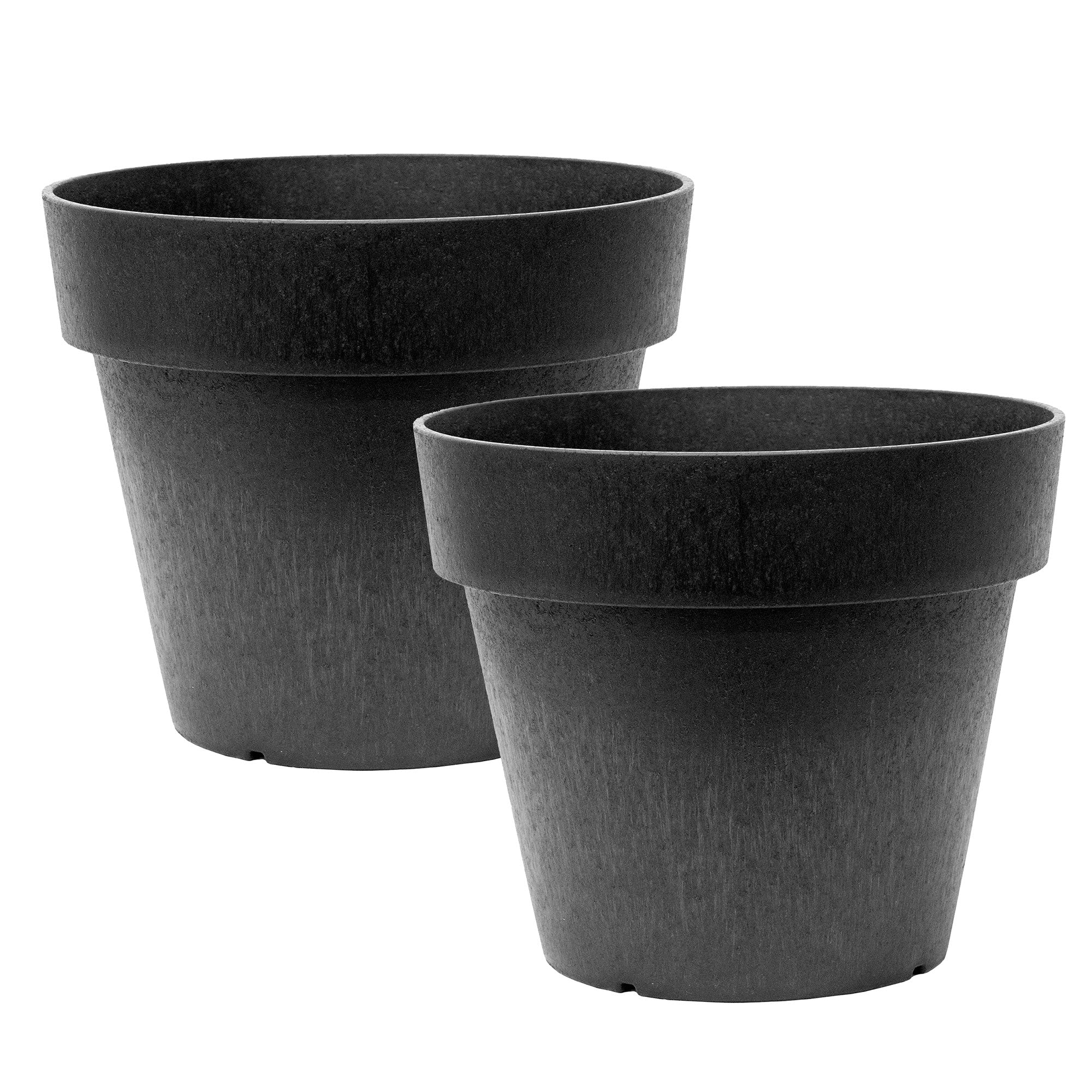 Tierra Verde 2 Pack Baritone Planter, Self Watering Pot, 18"W x 16"H, Black - VMInnovations