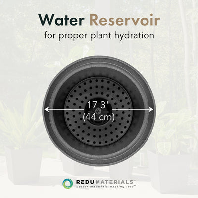 Tierra Verde 2 Pack Baritone Planter, Self Watering Pot, 18"W x 16"H, Black