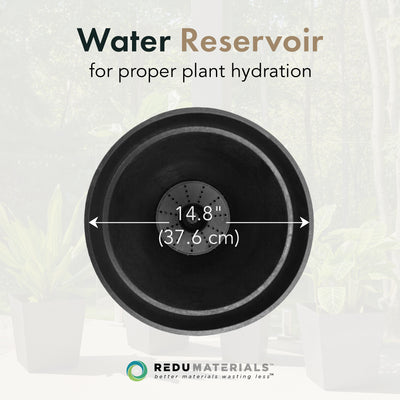 Tierra Verde 2 Pack Aria Round Planter, Self Watering Pot, 15"W x 26"H, Black - VMInnovations