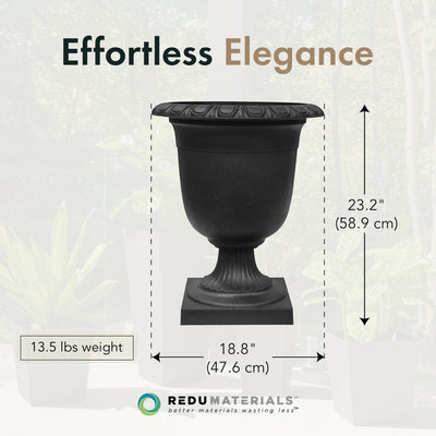 Tierra Verde Self-Watering Urn Planter, Crescendo, 19"W x 23"H (Open Box)