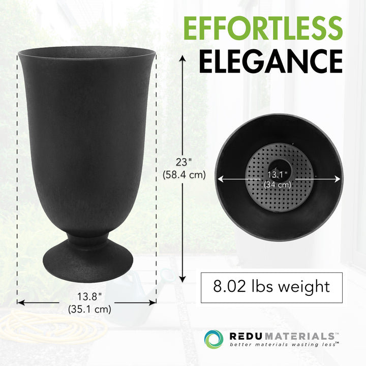 Tierra Verde Indoor Outdoor Self Watering Urn Planter, 14"W x 23"H (Open Box)
