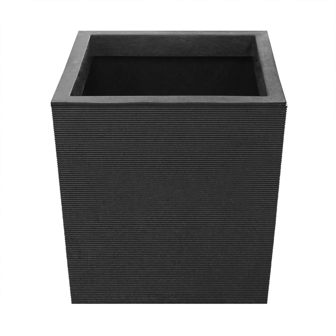 Tierra Verde Citadel Horizon Self Watering Square Planter, 13.5"W x 14"H, Black
