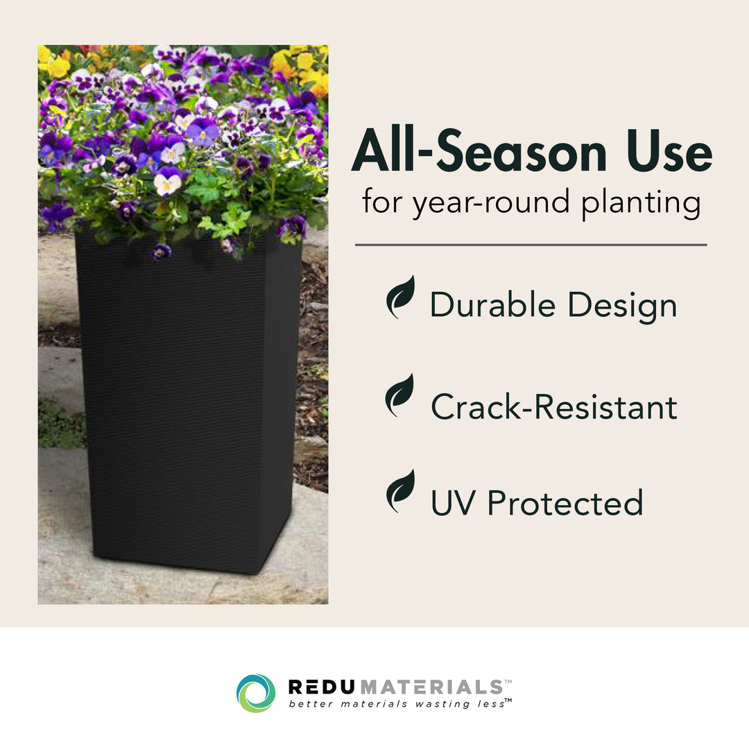 Tierra Verde Citadel Horizon Self Watering Square Planter, Black (Open Box)