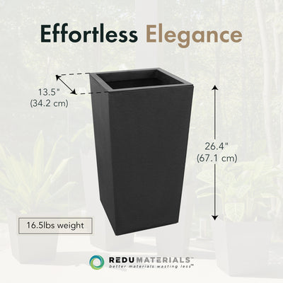 Tierra Verde Citadel Horizon Self Watering Square Planter, Black (Open Box) - VMInnovations