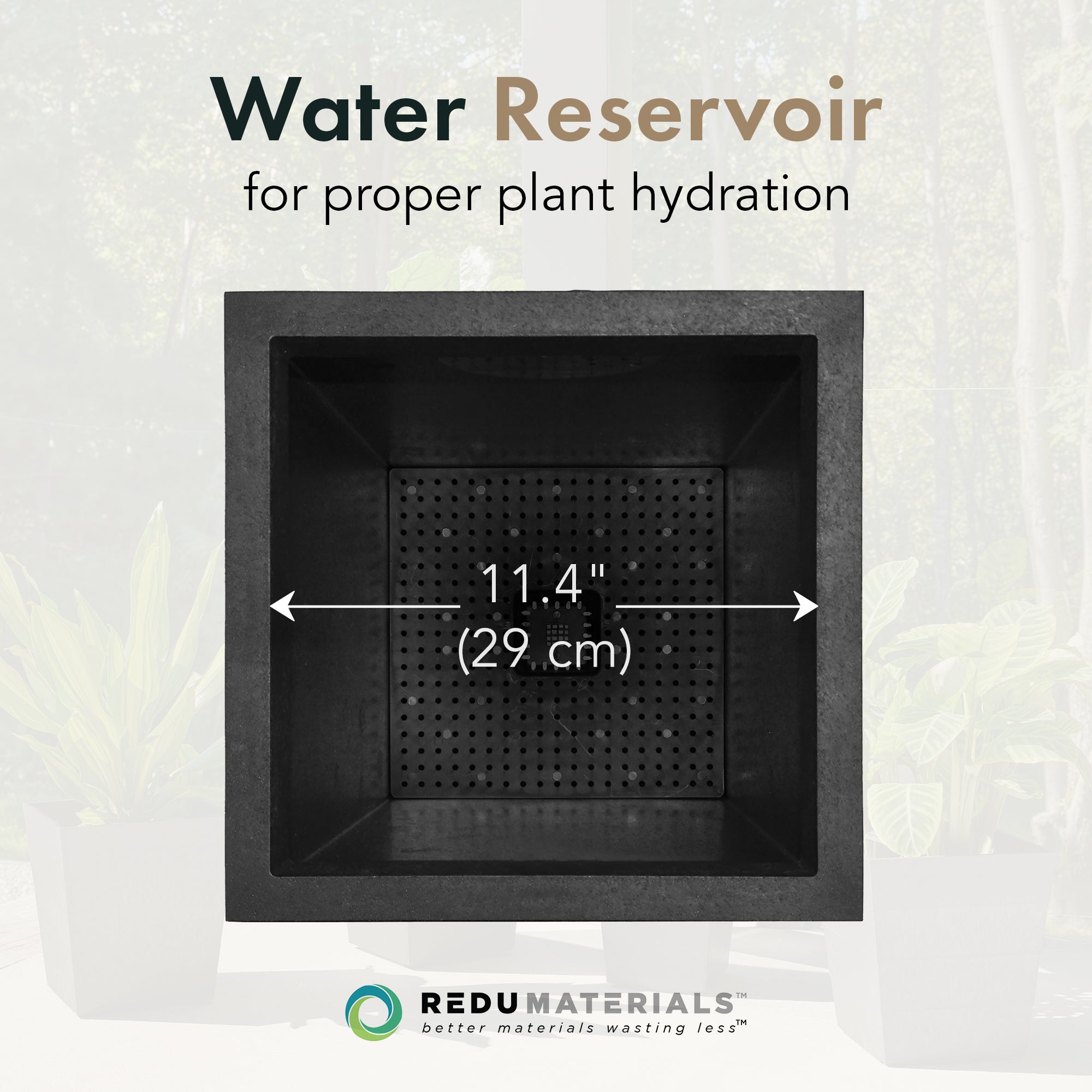 Tierra Verde Citadel Horizon Self Watering Square Planter, Black (Open Box) - VMInnovations