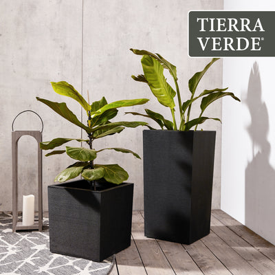 Tierra Verde Citadel Horizon Self Watering Square Planter, Black (Open Box) - VMInnovations