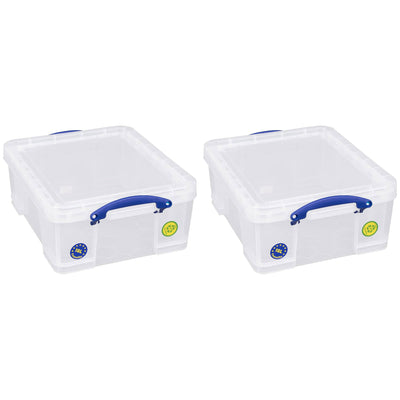 Really Useful Box 18L Storage Container w/Snap Lid & Clip Lock Handle, 4 Pack