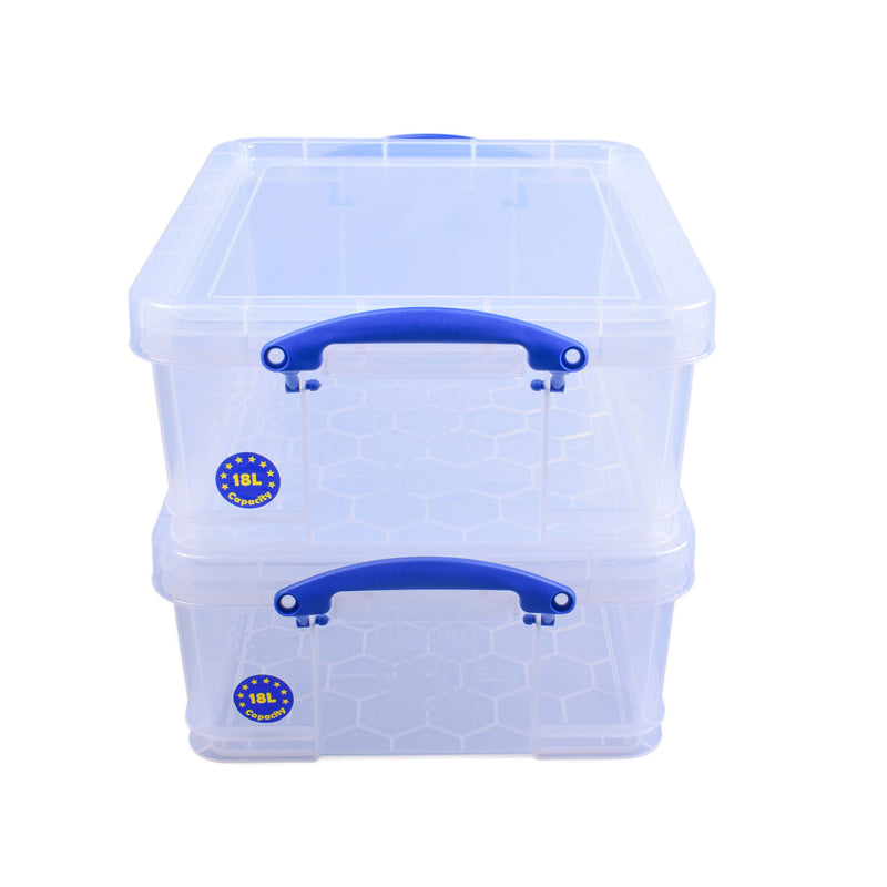 Really Useful Box 18L Storage Container w/Snap Lid & Clip Lock Handle, 4 Pack