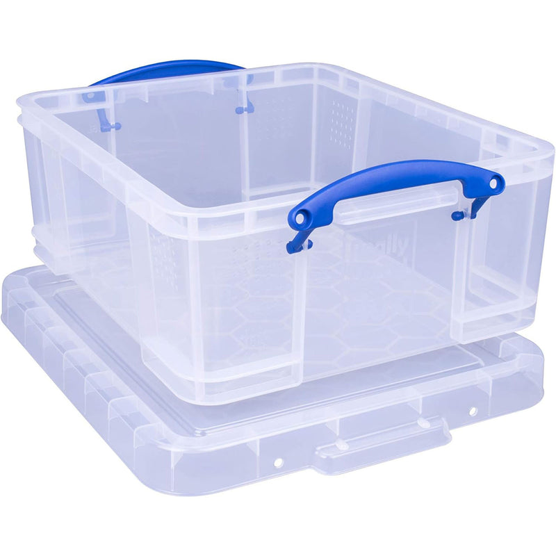 Really Useful Box 18L Storage Container w/Snap Lid & Clip Lock Handle, 4 Pack