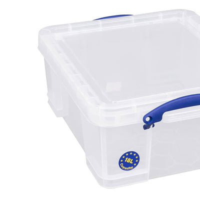 Really Useful Box 18L Storage Container w/Snap Lid & Clip Lock Handle, 4 Pack