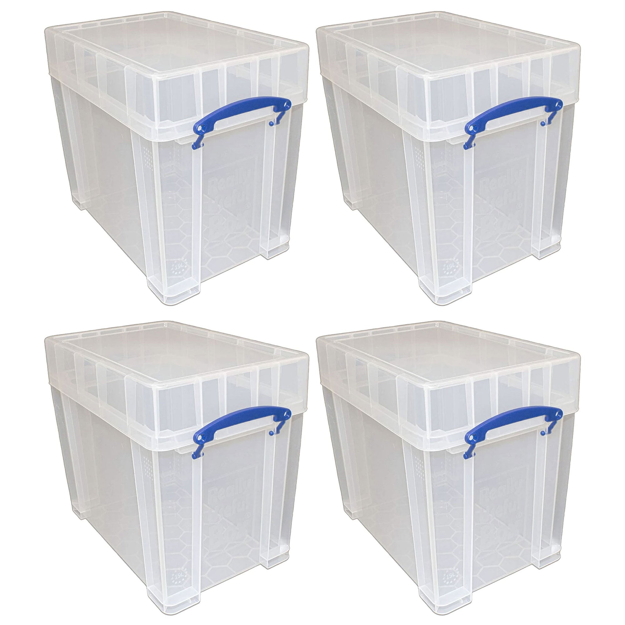 Really Useful Box 19 Liters Transparent Storage Container with Snap Lid, 4 Pack - VMInnovations