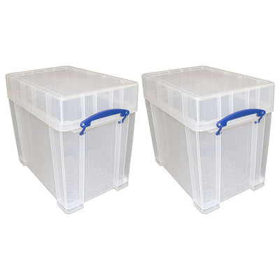 Really Useful Box 19 Liters Transparent Storage Container with Snap Lid, 4 Pack