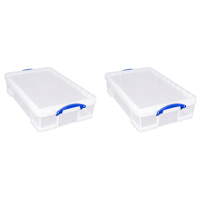 Really Useful Box 33L Storage Container w/Snap Lid & Clip Lock Handle, 2 Pack