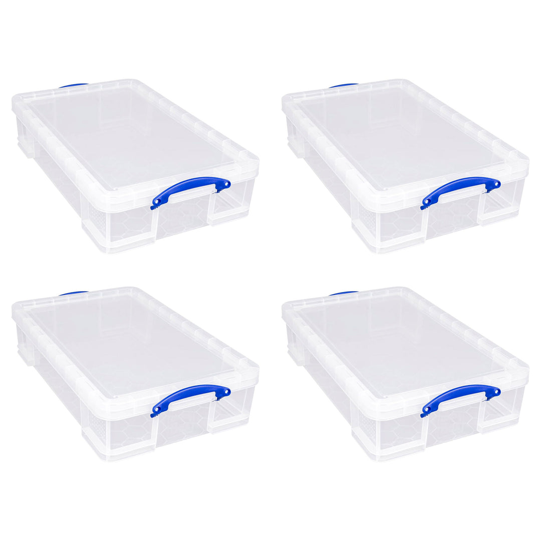 Really Useful Box 33L Storage Container w/Snap Lid & Clip Lock Handle, 4 Pack