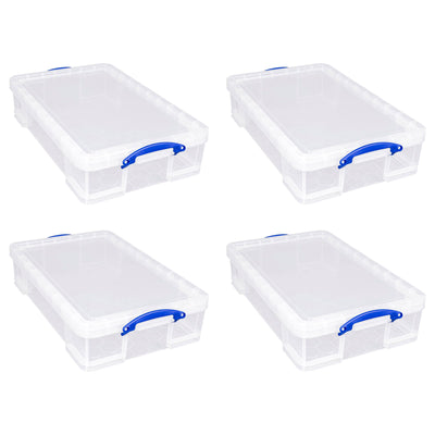 Really Useful Box 33L Storage Container w/Snap Lid & Clip Lock Handle, 4 Pack - VMInnovations