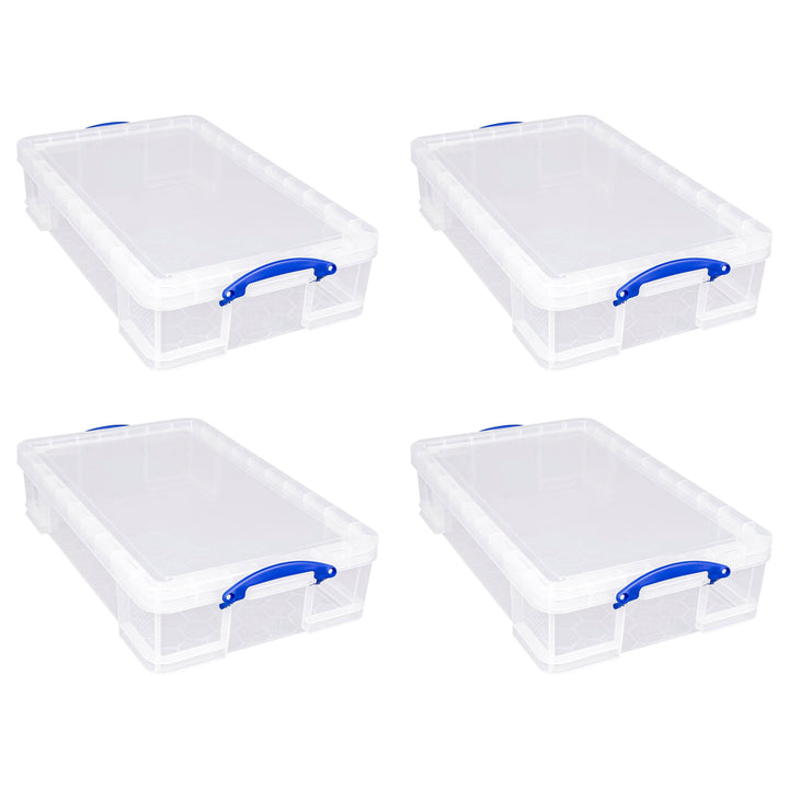 Really Useful Box 33L Storage Container w/Snap Lid & Clip Lock Handle, 4 Pack