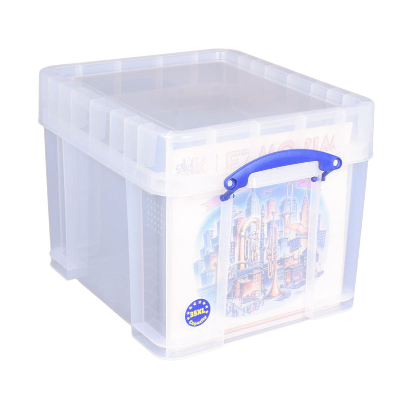 Really Useful Box 35L Storage Container with Snap Lid & Clip Lock Handle, 2 Pack