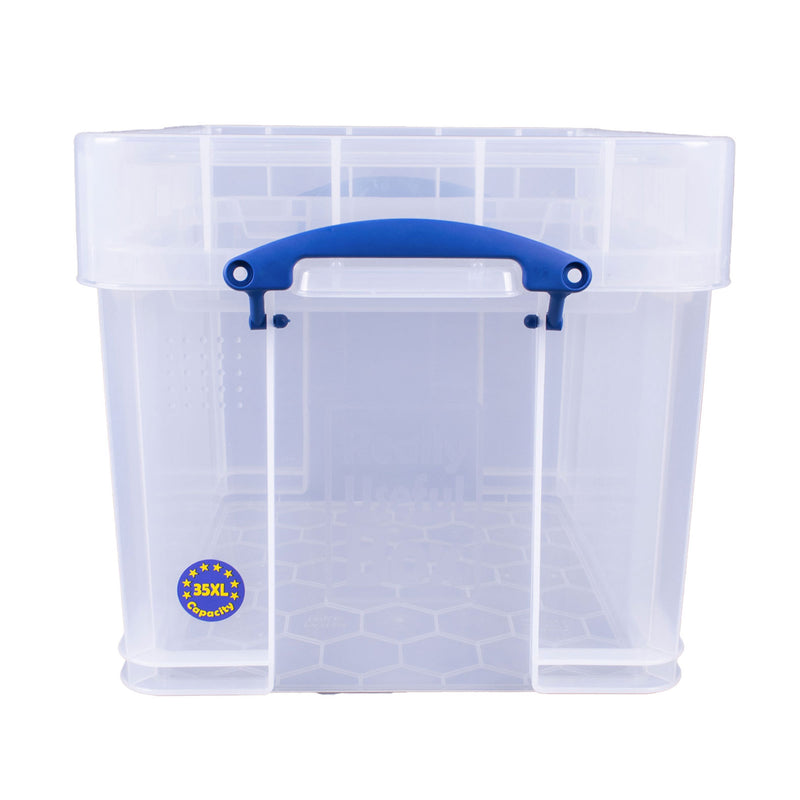 Really Useful Box 35L Storage Container with Snap Lid & Clip Lock Handle, 2 Pack