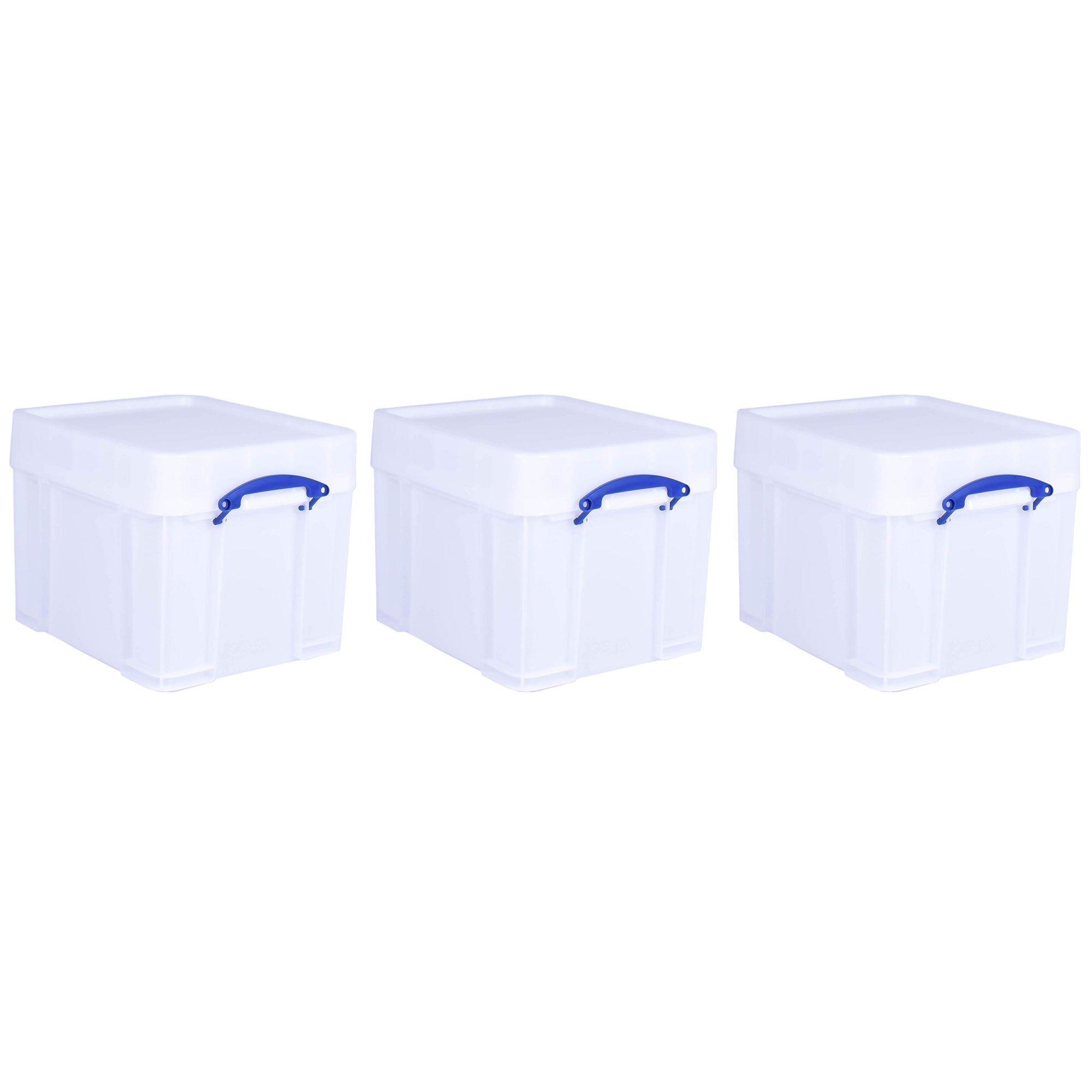 Really Useful Box 35 Liter Extra Strong Plastic Storage Box with XL Lid, 3 Pack - VMInnovations