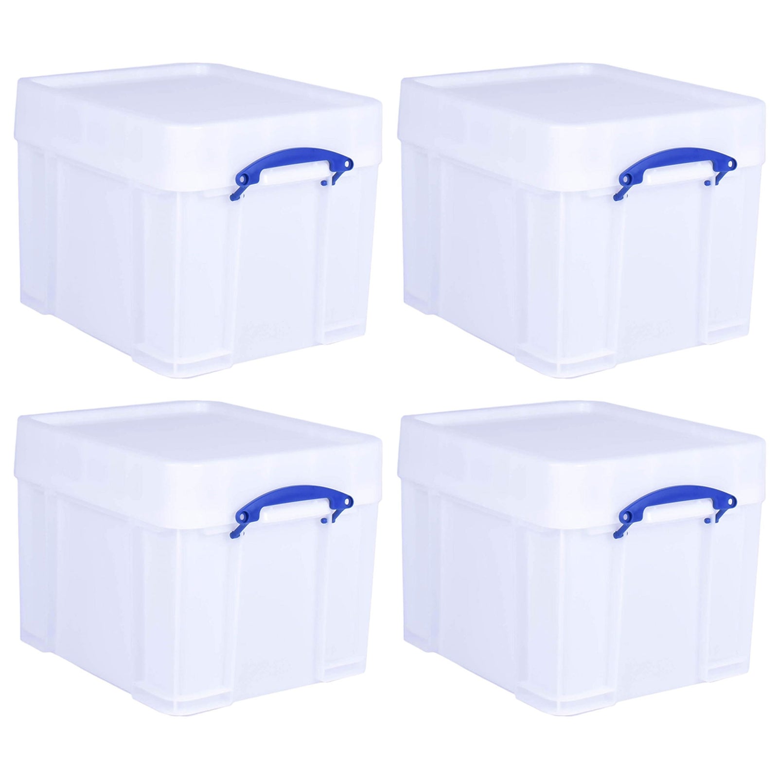 Really Useful Box 35 Liter Extra Strong Plastic Storage Box with XL Lid, 4 Pack - VMInnovations