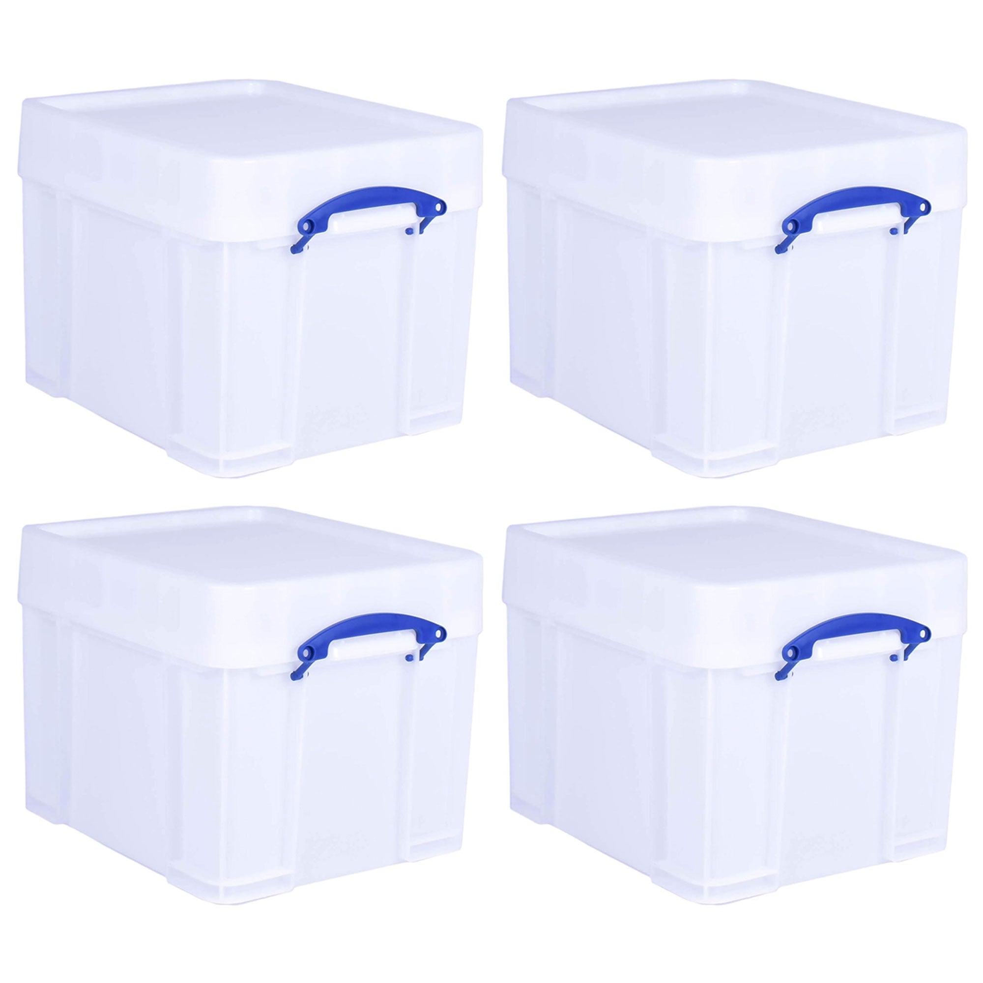 Really Useful Box 35 Liter Extra Strong Plastic Storage Box with XL Lid, 4 Pack - VMInnovations