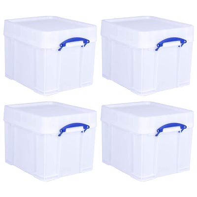 Really Useful Box 35 Liter Extra Strong Plastic Storage Box with XL Lid, 4 Pack - VMInnovations