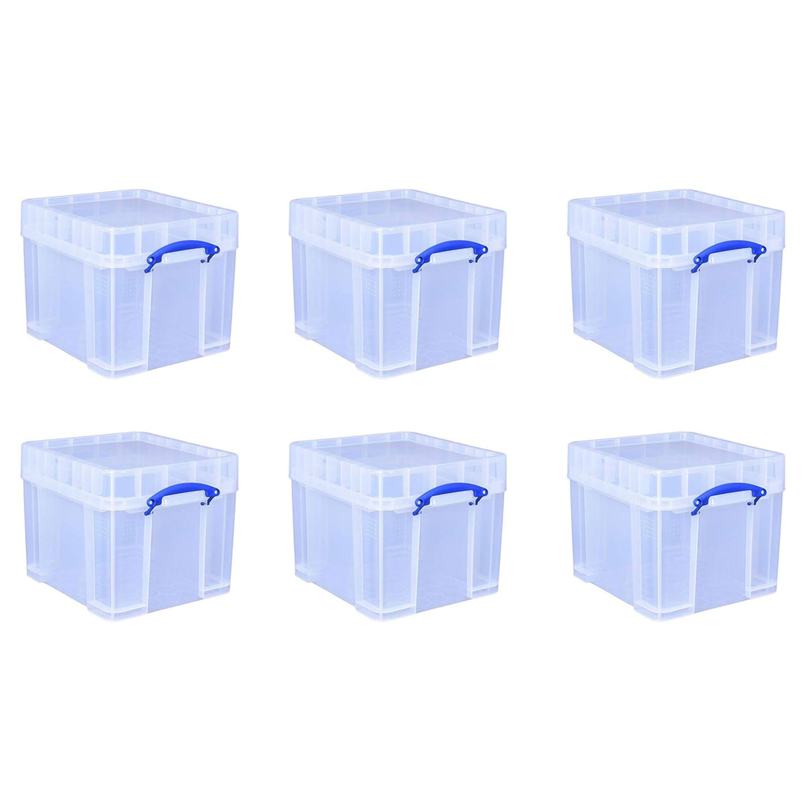 Really Useful Box 35 Liters Transparent Storage Container with Snap Lid, 6 Pack - VMInnovations