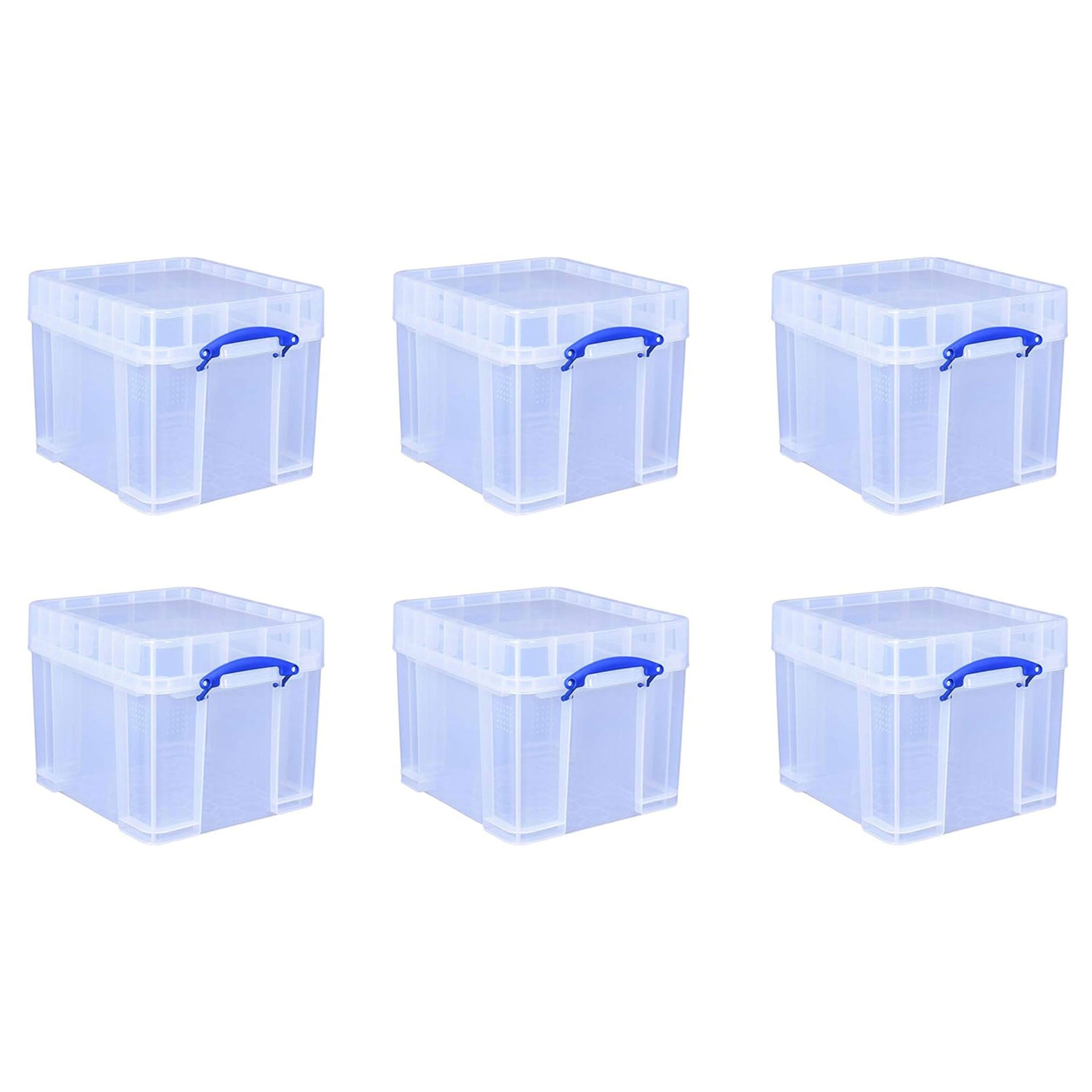Really Useful Box 35 Liters Transparent Storage Container with Snap Lid, 6 Pack - VMInnovations