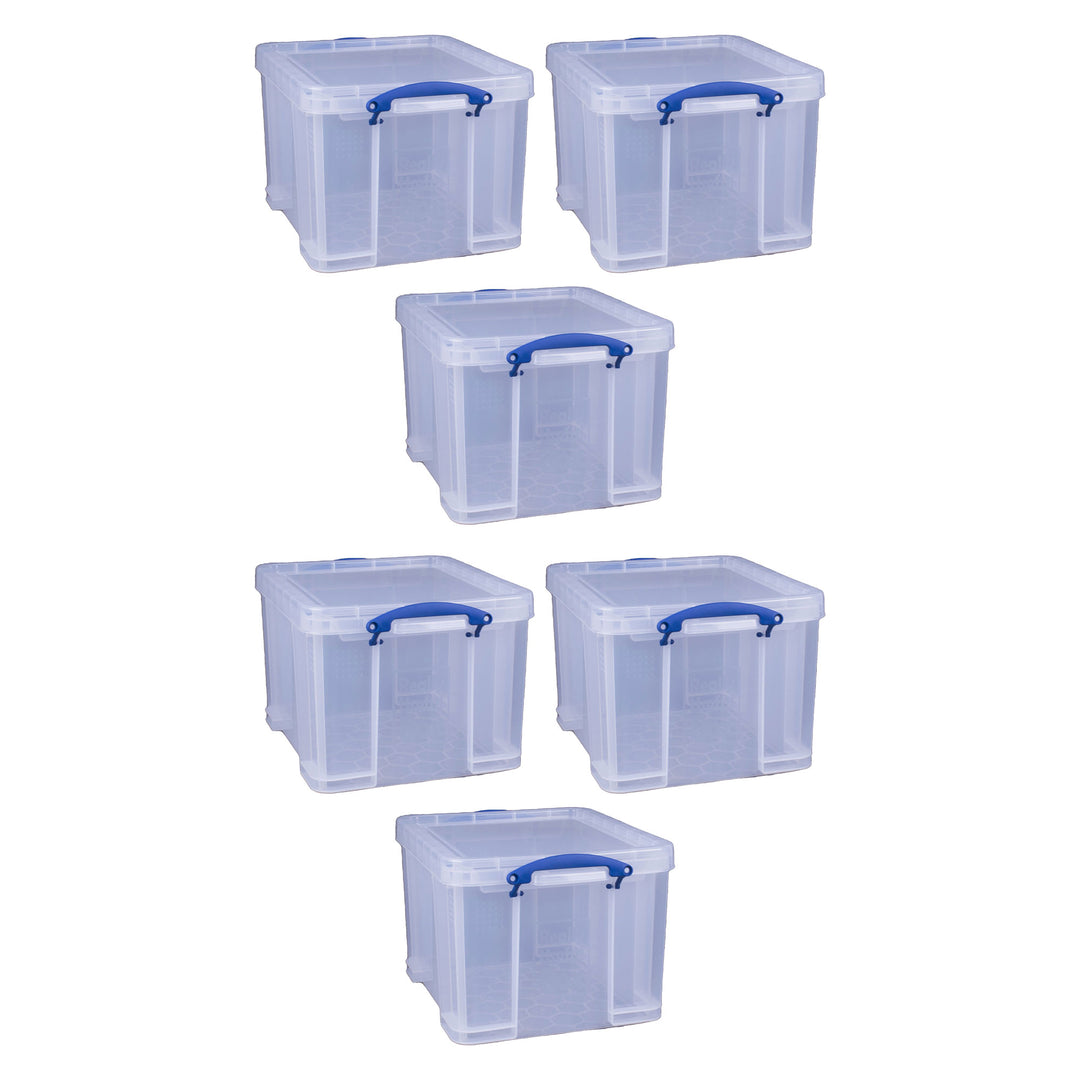 Really Useful Box 32 Liter Storage Container w/Snap Lock Handles, 6 Pack, Clear