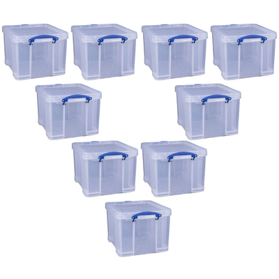 Really Useful Box 32 Liter Storage Container w/Snap Lock Handles, 9 Pack, Clear - VMInnovations