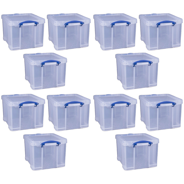 Really Useful Box 32 Liter Storage Container w/Snap Lock Handles, 12 Pack, Clear