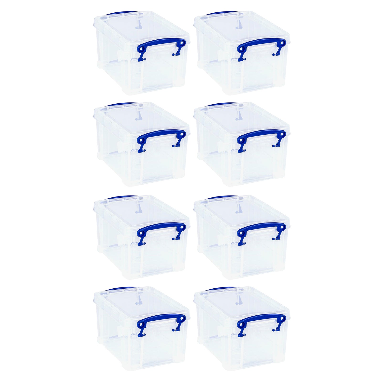 Really Useful Box 1.6L Storage Container w/Snap Lid & Clip Lock Handle, 8 Pack - VMInnovations
