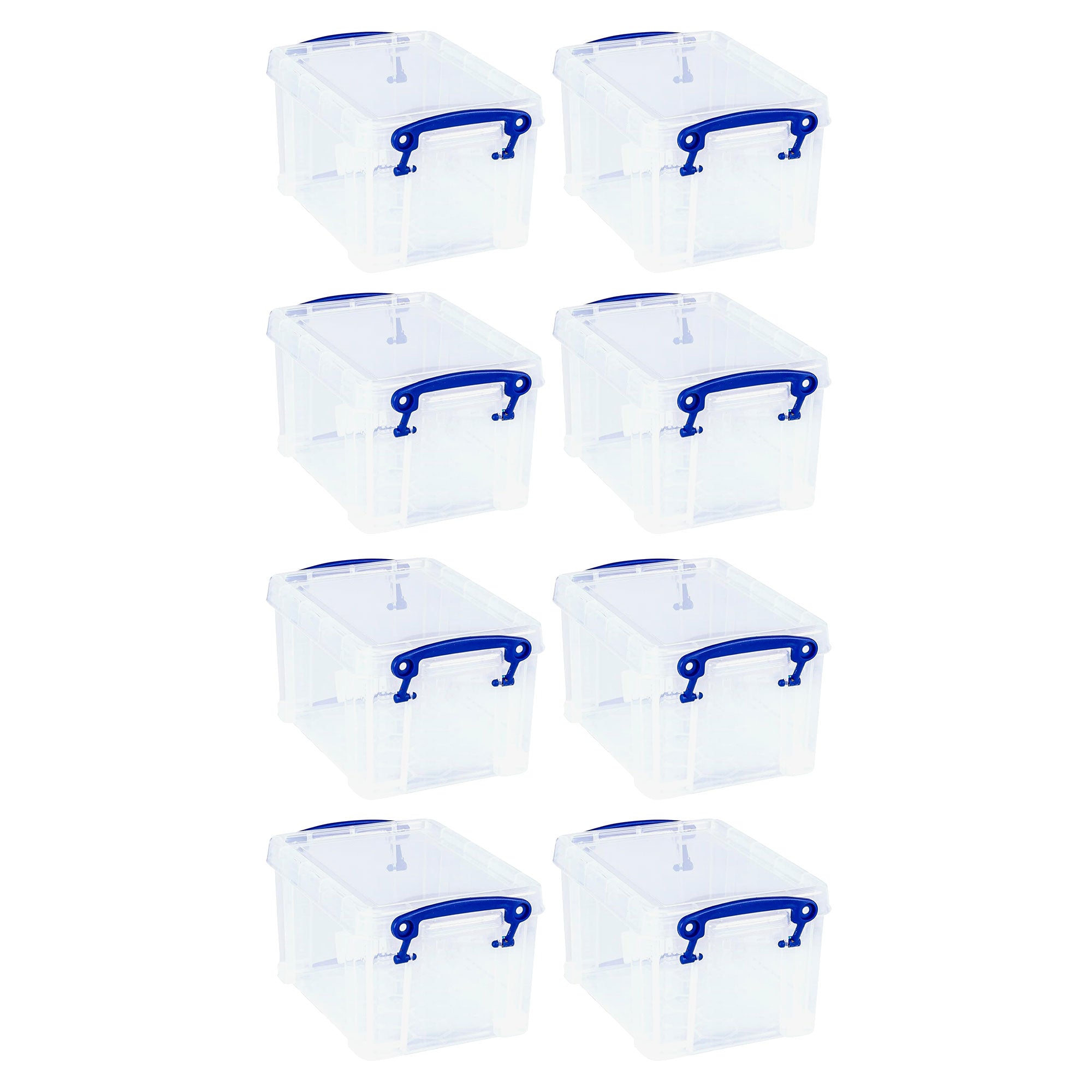 Really Useful Box 1.6L Storage Container w/Snap Lid & Clip Lock Handle, 8 Pack - VMInnovations