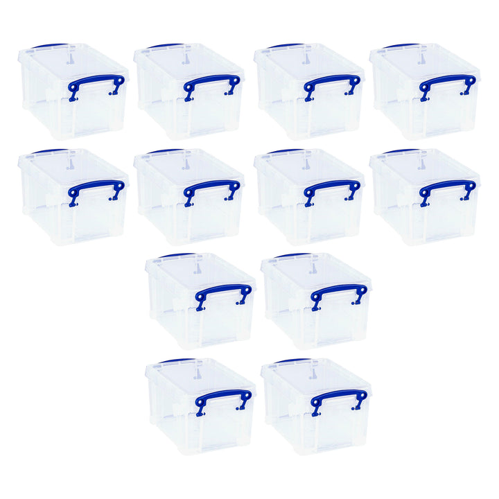 Really Useful Box 1.6L Storage Container w/Snap Lid & Clip Lock Handle, 12 Pack