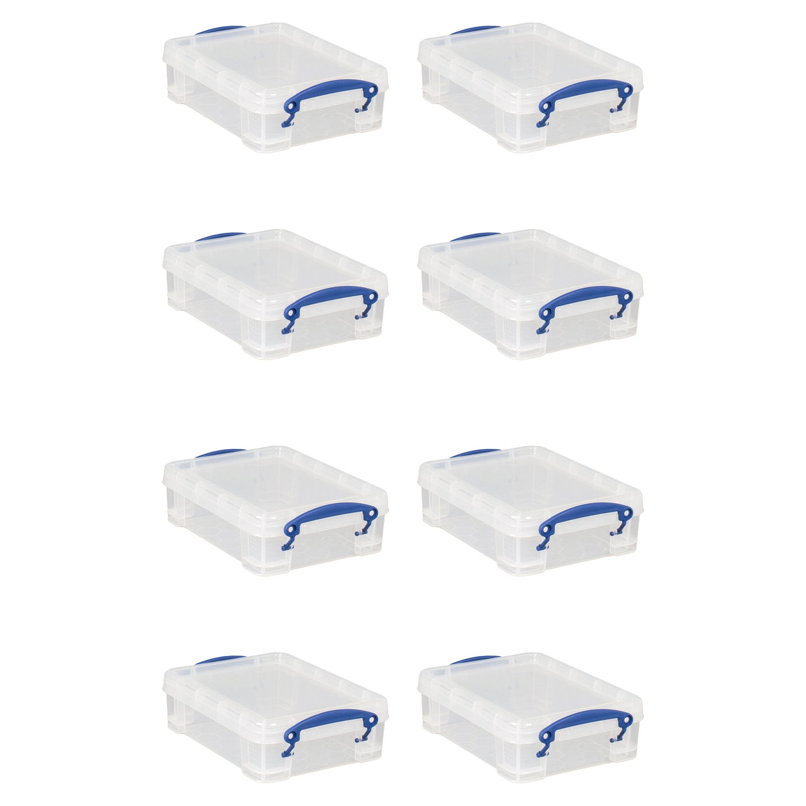 Really Useful Box 1.75L Storage Bin w/Snap Lid & Clip Lock Handle, 8 Pack, Clear - VMInnovations