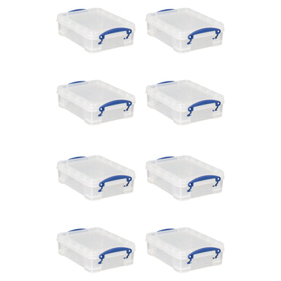Really Useful Box 1.75L Storage Bin w/Snap Lid & Clip Lock Handle, 8 Pack, Clear - VMInnovations