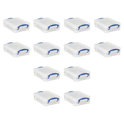Really Useful Box 1.75L Storage Bin w/Snap Lid & Clip Lock Handle, 12 Pck, Clear - VMInnovations