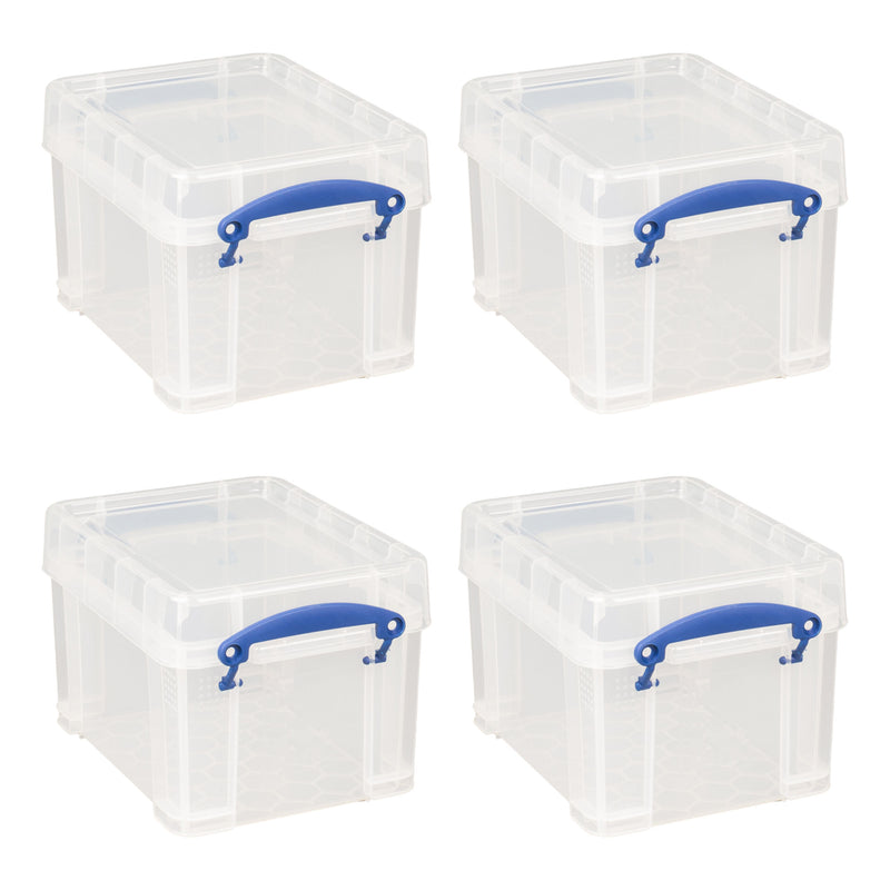 Really Useful Box 3 Liter Snap Lid Storage Bin for Music Storage, 8 Pack, Clear