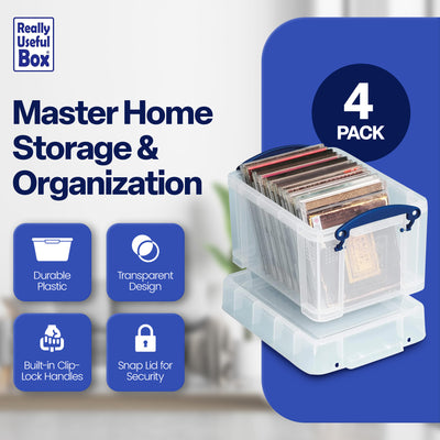 Really Useful Box 3 Liter Snap Lid Storage Bin for Music Storage, 12 Pack, Clear - VMInnovations
