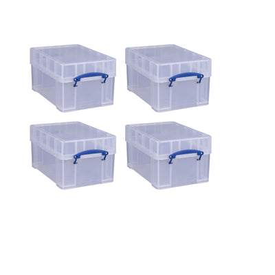 Really Useful Box 9 Liters Transparent Storage Container with Snap Lid, 8 Pack