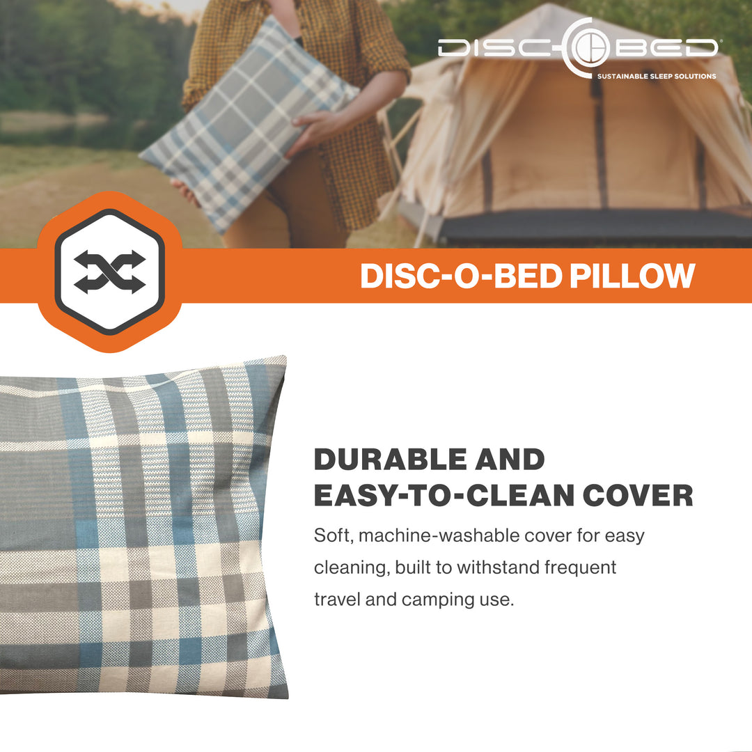 Disc-O-Bed Lightweight Travel Pillow, Packable with Washable Cover (Open Box) - VMInnovations