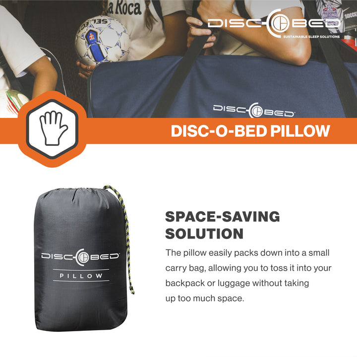 Disc-O-Bed Lightweight Travel Pillow, Packable with Washable Cover (Open Box) - VMInnovations