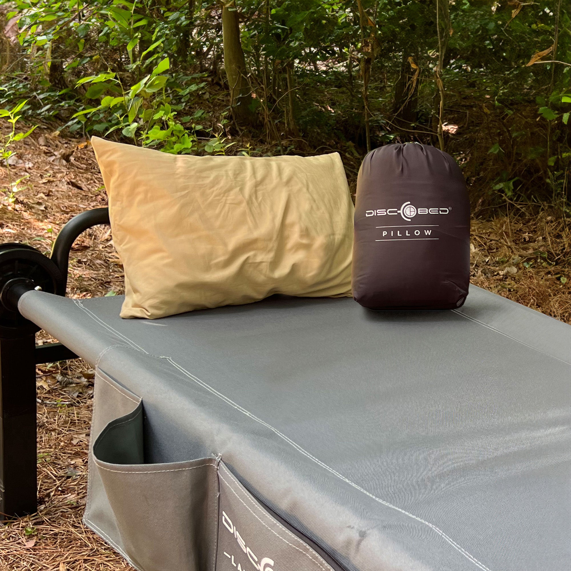 Disc-O-Bed Lightweight Travel Pillow, Packable with Washable Cover, Cappuccino - VMInnovations