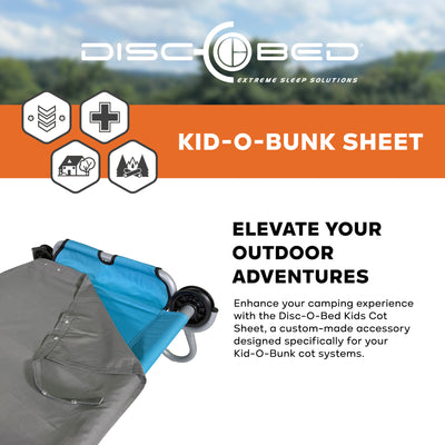 Disc-O-Bed Kids Cot Sheet for Portable Folding Bed Systems and Camping, Grey