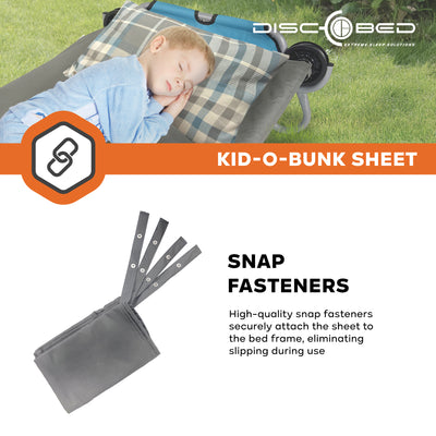 Disc-O-Bed Kids Cot Sheet for Portable Folding Bed Systems & Camping, Grey(Used) - VMInnovations